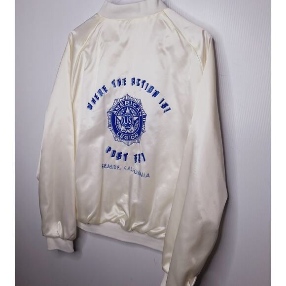 Vintage American Legion Satin Bomber Jacket Artisto Jac Men's L Seaside Post 591 - Picture 5 of 12